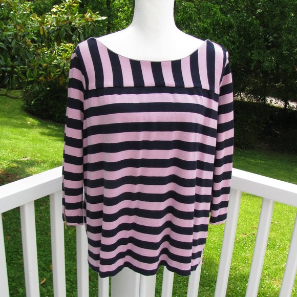 Talbots Tops - TALBOTS 2X STRIPED NAVY 3/4 SLEEVE TOP
